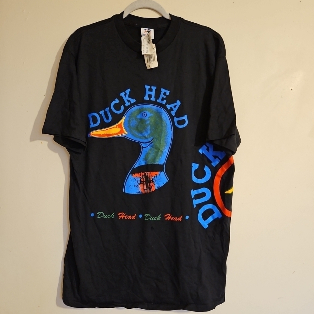 New Vintage Duck Head T Shirt Mens Xl Graphic AOP Wrap 90s Single Stitch USA